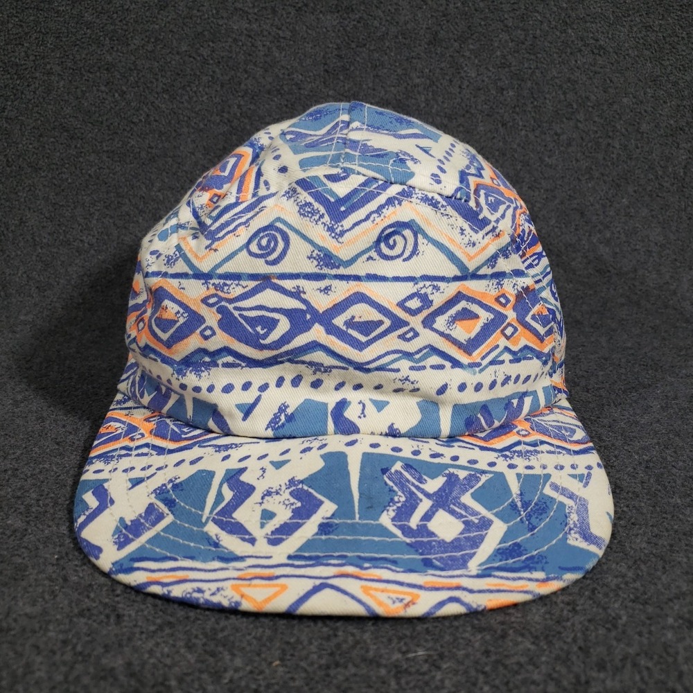 Vintage 80's Elastic 5 Panel Hat One Size 80's Design Tribal Cap‎ USA Made Aztec - Picture 2 of 8